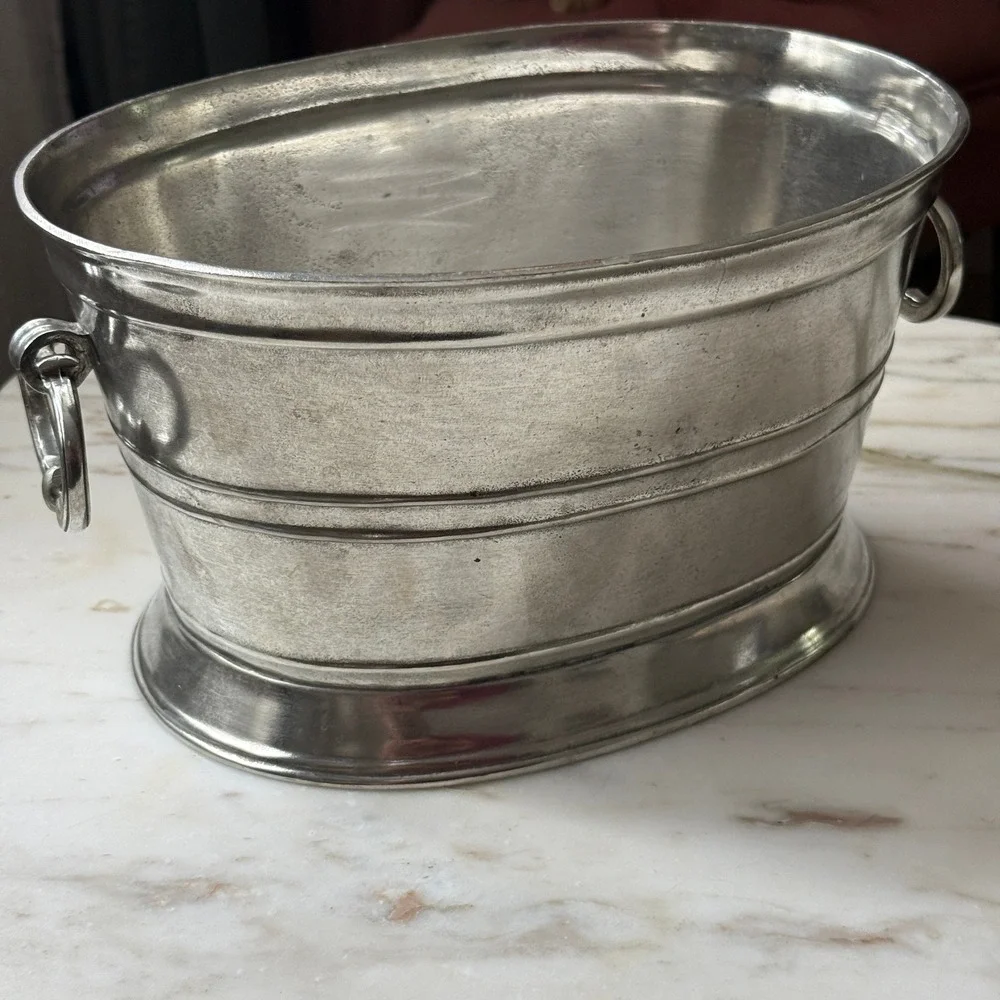 Arte Italica Vintage Italian Pewter Wine Bucket Champagne Ice Bucket Valentines